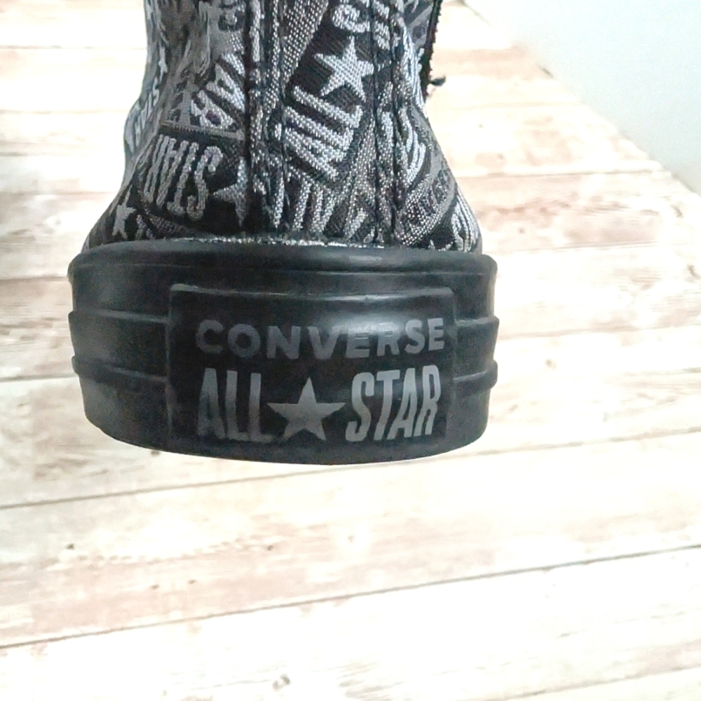Converse Logo Play Black Mason High Top Sneakers Chuck Shoes Black Silver Men 9 - Picture 10 of 16
